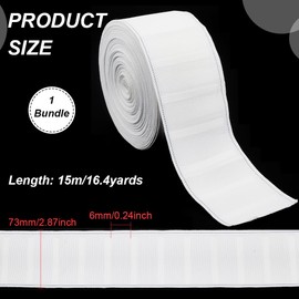 BENECREAT 15m White Curtain Tape, 73mm Curtain Pleat Tape Polyester Pleater Tape for Curtains DIY Pinch Pleat Curtain and Drapes Hooks