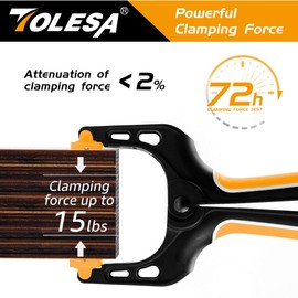 TOLESA 4-Inch Spring Clamps Powerful Force 8-Piece Nylon Clamp with Double Layer Handle for Gluing, Clamping and Securing