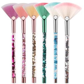 Mekupeu 6Pcs Soft Facial Fan Mask Brushes, Facial Mask Acid Applicator Brushes Tools for Mud Cream,Makeup Peel (Mixed color)