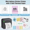 Zeacool Mini Sticker Printer,Mini Pocket Thermal Printer with 11 Rolls