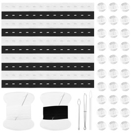10Pcs Elastic Waistband, Kids Waist Adjuster Pants Waist Extender Waist Extenders Jean Waist Tightener Tool, Pants Button Tightener with 30 Buttons, 2 Sewing Kit & 3 Thread Hook Supplies