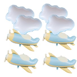 8 Pcs White Cloud Balloons Matte Plane Helicopter Foil Balloons Airplane Theme Birthday Party Wedding Baby Shower Decoration Supplies
