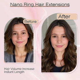 SEGO Nano Bead Hair Extensions Human Hair, 1g/s 50g/pack 16 Inch Nano Ring Hair Extensions, Highlight, Add Volume and Length, Nano Tip Hair Extensions for Women Dark Brown