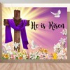He is Risen Backdrop Easter Decorations Banner Jesus Cross Resurrection