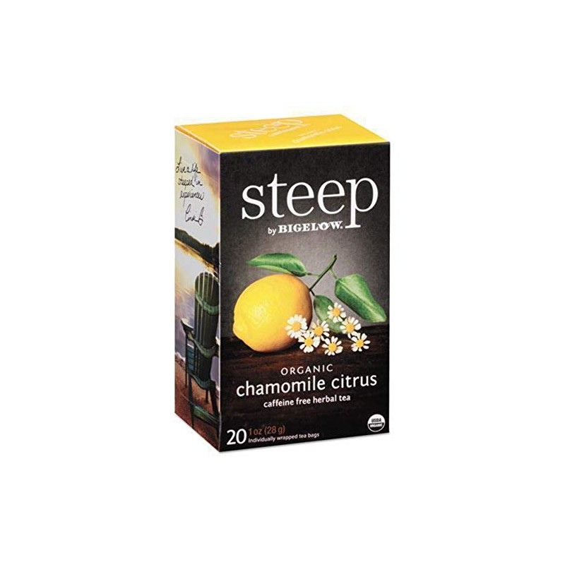steep by Bigelow Organic Chamomile Citrus Caffeine-Free Herbal Tea, 20