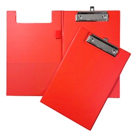 A5 Neon Orange Foldover Clipboard with Pen Holder