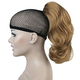 Lydell 12" Dual Use Straight Curly Styled Clip In Claw Ponytail Hair Extension Synthetic Hairpiece 125g with a jaw/claw clip (Light Golden Blonde)