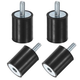 M METERXITY 4-Pack Rubber Mounts D15mmxH20mm Male/Female Vibration Isolators Cylindrical Shock Absorber W M4 x 10mm Studs for Air Compressor/Car/Pump/Boat/Garage Motor/Bobbins Rubber Isolators