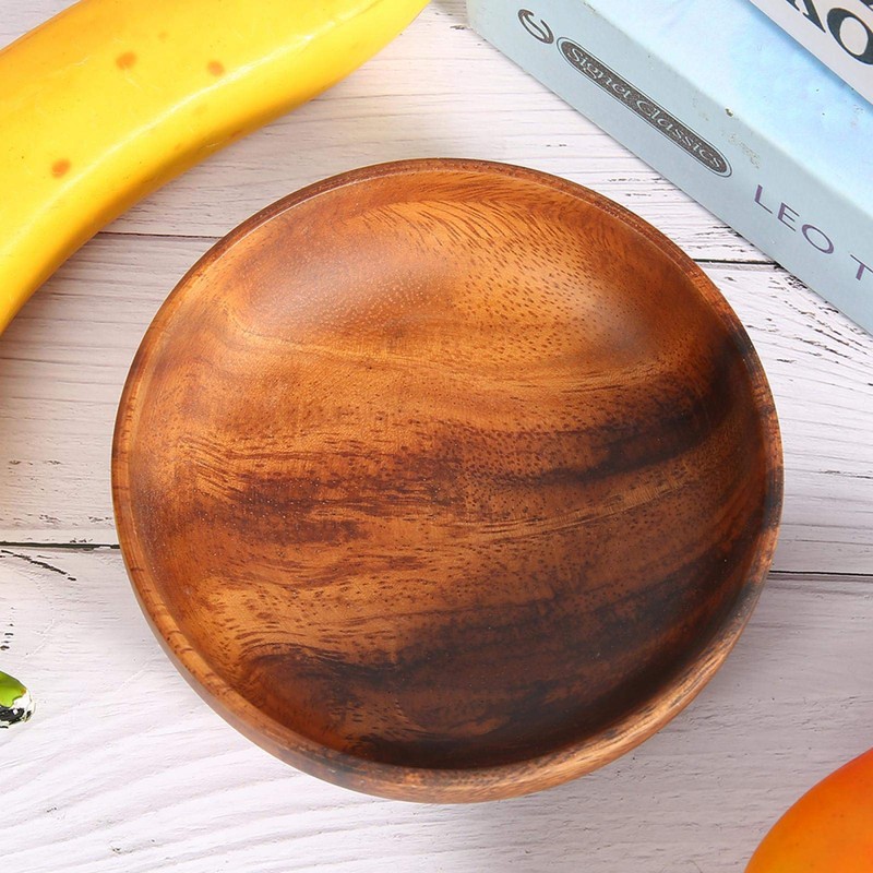 Wooden Snack Bowl, Smooth Surface Wood Serving Bowls for Hotel