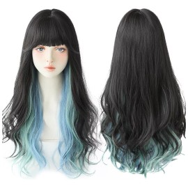bddd Xh Peluca Sintética Con Mechas De Cabello Rubio Largo