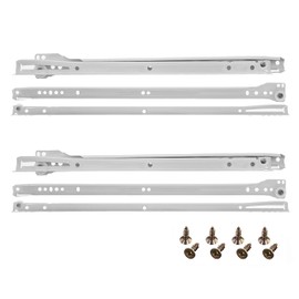 HELPMATE Roller Slide Guides 350 mm 2 Pairs Set of 4 Rail Drawer Runners Drawer Slide Rail System Drawer Partial Extension White Includes Fixing Material