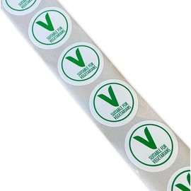 25mm Vegetarian Food Storage Labels | Catering Supplies Stickers Dots, Catering Health and Safety Stickers (100)