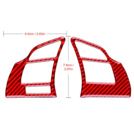 JUPIZEUS Carbon Fiber, Car Steering Wheel Button Frame Accent Cover Sticker for Mazda 6 2016-2017.5 with Automatic Transmission, Auto Interior Trim, 2PCS, Red