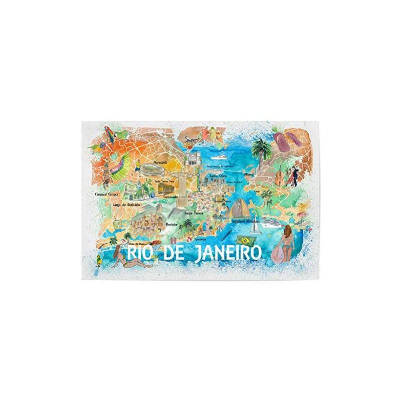 artboxONE Poster Cities Rio de Janeiro Illustrated Map - Picture