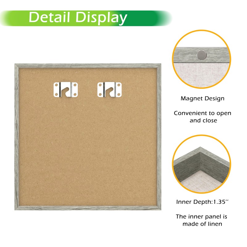 FrameWorks 8x8 Deep Shadow Box Frame, Wooden Display Case w.