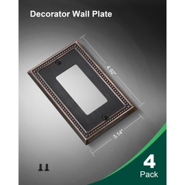 TREEWELL 4-Pack Decorator Outlet Cover Plate, Decorative Switch Plates and Outlet Covers, Aged Bronze Metal Wall Plates for Electrical Outlets, Receptacle, GFCI Outlet, Dimmer Switch