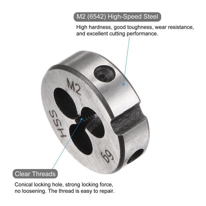 sourcing map Round Threading Dies, Metric M2 x 0.4 Thread