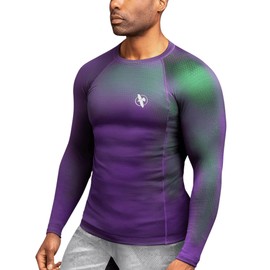 Hayabusa Fusion Long Sleeve Jiu Jitsu Rashguard - Purple/Green, XX-Large
