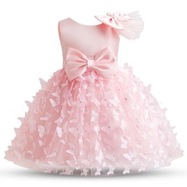 TTYAOVO Flower Baby Girl Dress 3D Butterfly Toddler Princess Gown Size 4Y(4 Years, 2064 Pink)