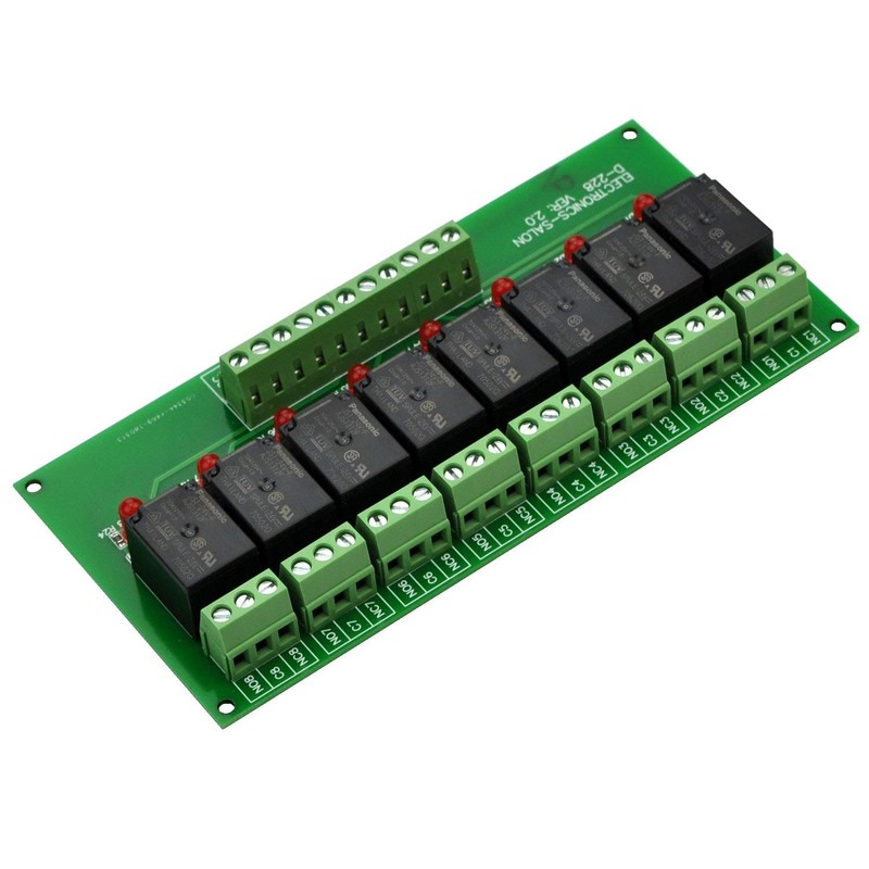 Electronics-Salon 8 Channel 10Amp SPDT Power Relay Module Board (Operating