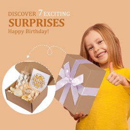 Birthday Gift for Teen Girls, 7 Cute Gifts with Tasks, Happy Birthday Gift Ideas,Trendy Preppy Stuff for Teen Girls, Christmas, Cute Daisy Aesthetic Glass Cups Tumbler Gifts Set 7pcs (Beige)