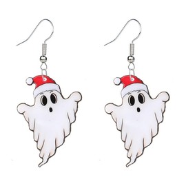 ONLYJUMP Christmas Earrings For Women Unique Acrylic Christmas Santa Claus HO HO HO Tree Gingerbread Man Dangle Drop Earrings Funny Xmas Earrings Christmas Jewelry Gifts (Christmas Ghost)