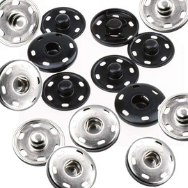 JOSDIOX Sew on Snap Buttons 1 Sets B Metal Snap Fastener Buttons Press Button for Sewing Clothing Silvery and Black (Large Size 1.0IN /25mm )