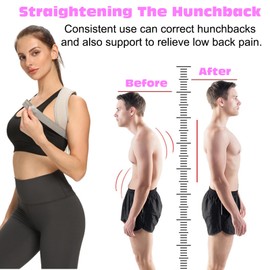 BSITSSS Breathable Back Straightener, Posture Corrector Back Women Men, Adjustable Shoulder Strap, Posture Corrector, Back Support Correction Modes, Posture Corrector Grey