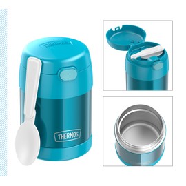 THERMOS kids FUNTAINER FOOD JAR 0,30l, ocean teal, Thermobehälter für Essen mit Löffel für Kinder, 5 h heiß / 7 h kalt, absolut dicht für Suppe, Müsli, Pause