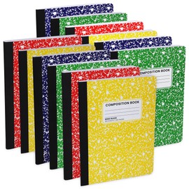 Wide Ruled Notebook, Composition Notebooks Wide Ruled Composition Book, Wide Rule Notebook Paper -9-3/4 x 7-1/2” - 100 Sheets (200 Pages) - Sewn Binding, Durable Marble Cover, Assorted Colors - (12