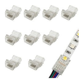 Biantie La 10mm 5-Pin LED Strip Connector – Solderless Quick Connect Clips for RGBW Light Strips, Wire-to-Strip Adapter, Reusable Joiner (10 Pack)