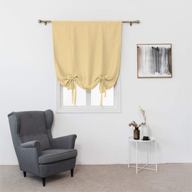 ele ELEOPTION Tie-Up Simple Blackout Curtain, Rod Pocket Thermal Insulated Room Darkening Roman Shade for Bedroom Living Room Kitchen Small Window (Beige, 80x120cm)