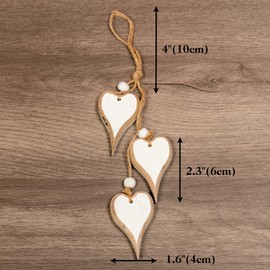 Sun&Beam Heart-shaped Wooden Decorative Hanging Handmade Hearts Ornaments for Wedding Party Valentine Christmas Home Decoration Car Décor (Y-#2, 1Pcs)