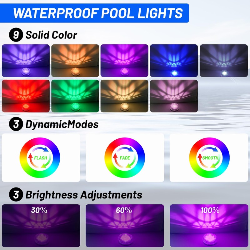ivotow Pool Lights,Solar Rechargeable Floating,Pool Lights That Float with Remote