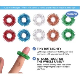 Mciskin Fidget Toy Massage Ring Spiky Sensor Finger Rings Spiky Finger Ring Acupressure Ring Set for Teenagers Adults Silent Stress Reducer and Massager (13 Pieces)
