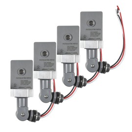 HQRP 4-Pack Photocell Thermal Type Light Sensor Stem and Swivel Mount Dusk to Dawn Hardwired Switch Photoelectric Control for Barn Lights Outdoor, Back Yard Lightening, Outdoor Lighting, etc.