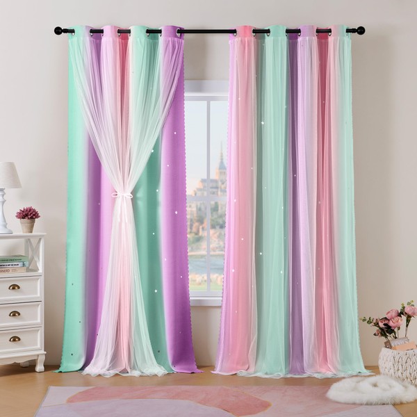 Best Baisite Curtains Blackout Curtains 2 Panels Rainbow Curtain Dream