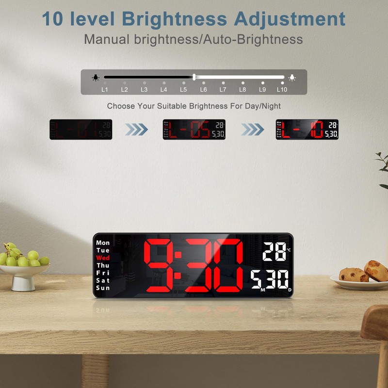 Ankilo Newest 13'' Digital Wall Clock with Remote Control, Large