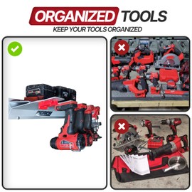 9 Pack Tool Holder for Milwaukee M18/18v Cordless Tools - Snap Fit Tool Organizer for Milwaukee Drill Holder, Under Shelf, Wall Mount w/Hardware for Easy Install.