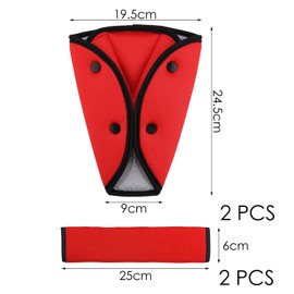 2 Stück Sicherheitsgurtpolster Und 2 Stück Auto-Schultergurte, Schnallenschutz Für Kindersitz, Auto-Sicherheitsgurtschutz, Gurtversteller, Kindersicherheitsgurt-Clip (Rot, Blau)