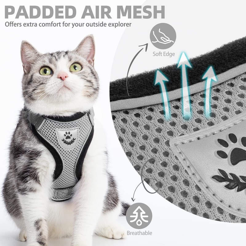 PUPTECK Cat Harness and Lead Set Escape Proof Reflective Cat