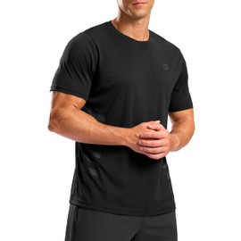 G Gradual Men's Workout Shirts Quick Dry Athletic Running T-Shirts Lightweight Moisture Wicking Short Sleeve Sports Gym Tops(Black,XXL)