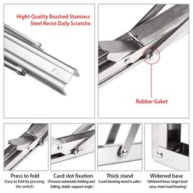Folding Shelf Brackets 12 Inch Heavy Duty Stainless Steel Collapsible Wall Mounted Shelf for DIY Bracket,Folding Bench,Work Table, Space Saving Max Load 250lb 2pcs with Screws