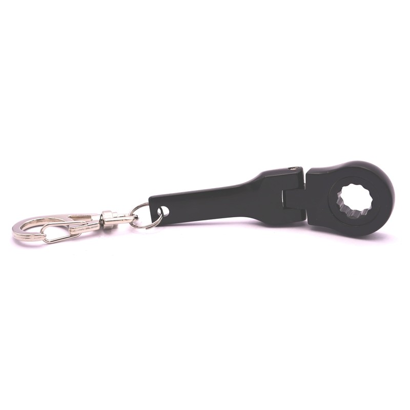 GT//Rotors 10mm Black Ratchet Wrench Keychain Key Ring (Black with
