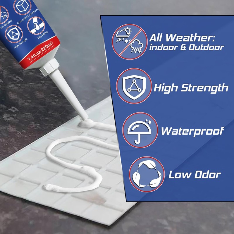 Yeardera Heavy Duty Construction Adhesive, 7.4 Ounce Cement Glue Squeeze