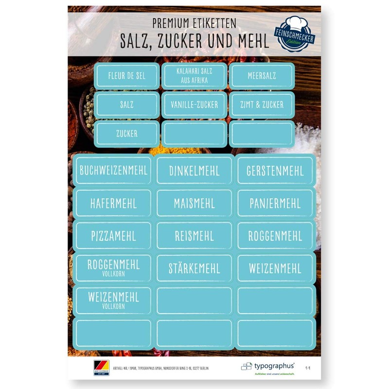 Spice Labels Feinschmer Edition 2019 – 117 Spice Stickers, Flour