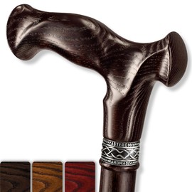 Asterom Walking Cane - Handmade, Ergonomic, Canes for Men - Wooden Walking Sticks for Seniors, Unique (Walnut, 34 Inches)