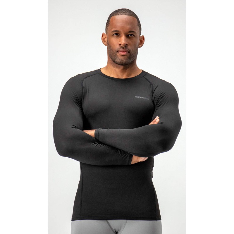 DEVOPS 2 Pack Men's Thermal Long Sleeve Compression Shirts (2X-Large,