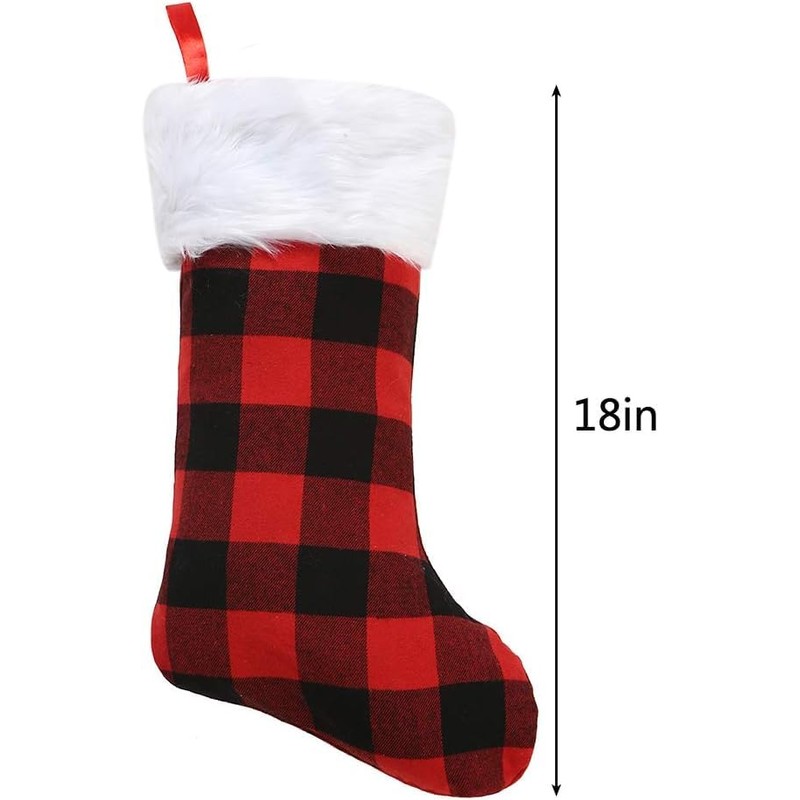 Sattiyrch Buffalo Plaid Christmas Stockings,18 inches, Set of 4, Black