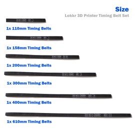 Lokkr 6PCS 3D Printer Timing Belt 2GT-6 Closed Loop Rubber Belt Set, Synchronous Closed Timing Belt, Perimeter 110mm, 158mm, 200mm, 300mm, 400mm, 610mm Width 6mm for CNC Machine, Motor Belt, 3D Printer
